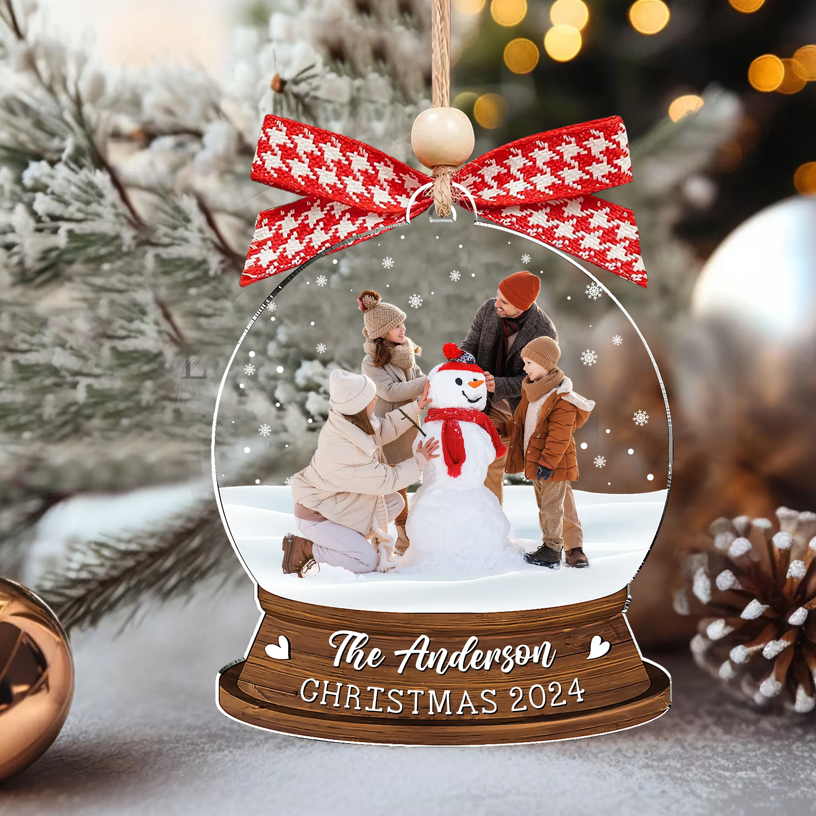 Personalized Family Photo Snow Globe Ornament, Acrylic Photo Ornament CF628