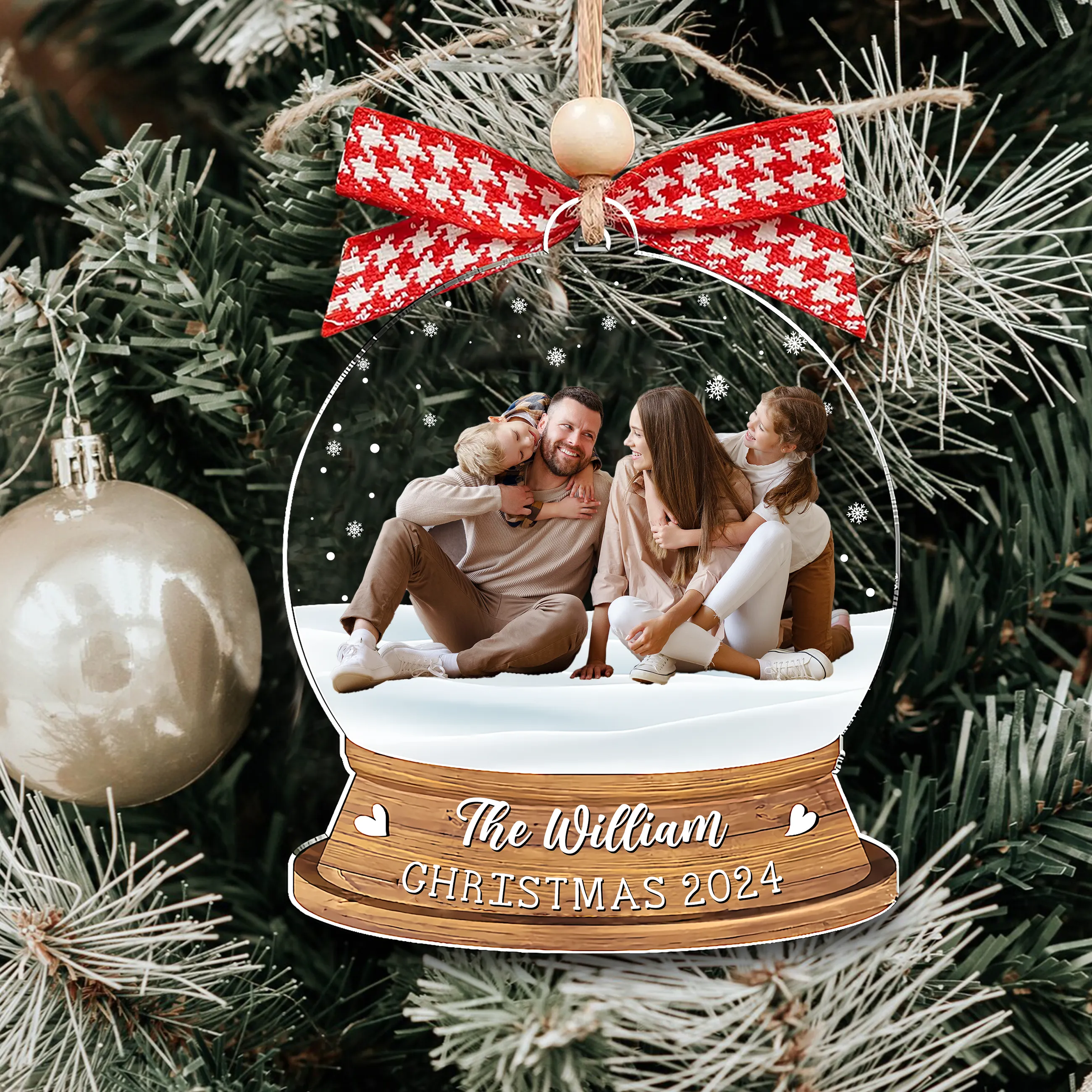 Personalized Family Photo Snow Globe Ornament, Acrylic Photo Ornament CF628