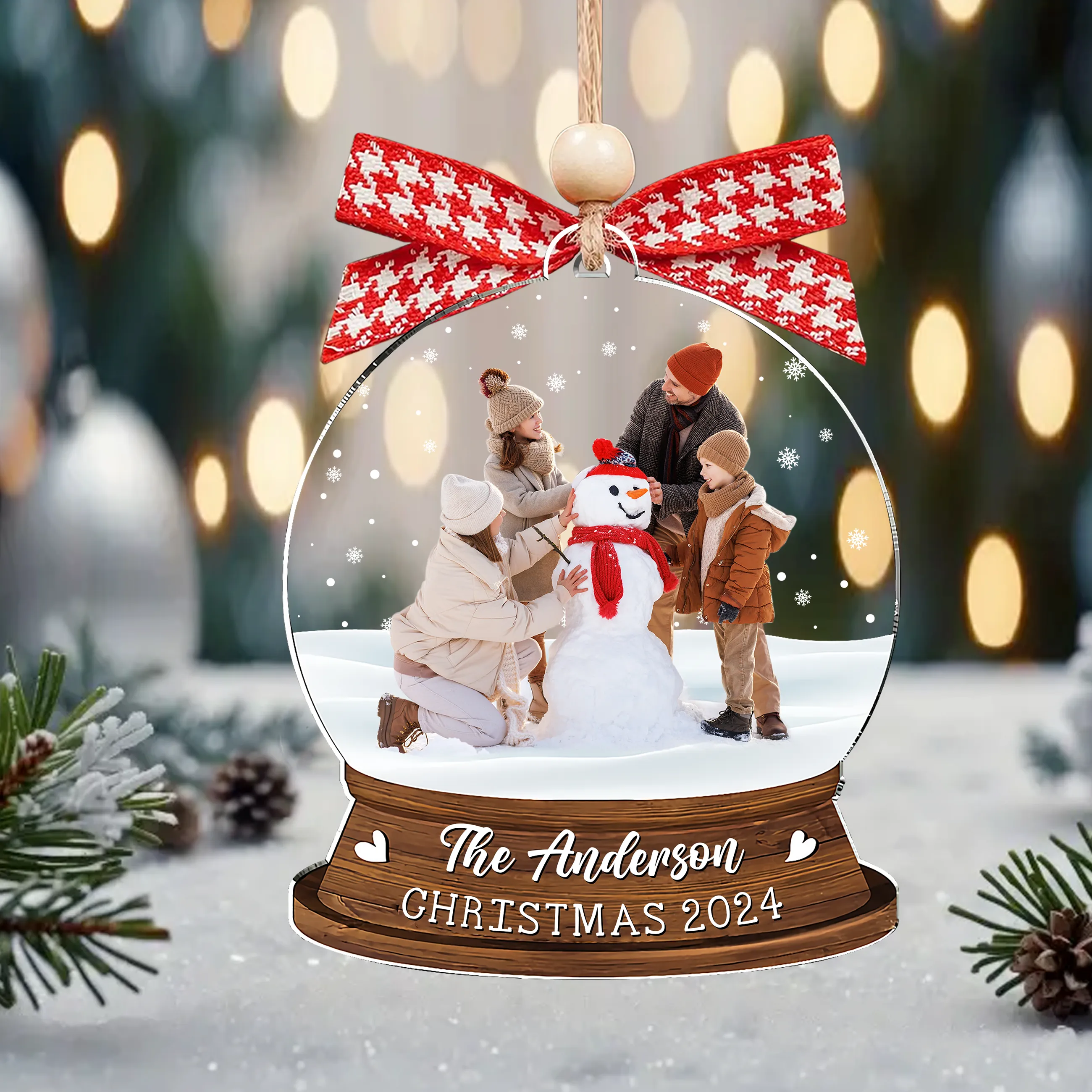 Personalized Family Photo Snow Globe Ornament, Acrylic Photo Ornament CF628