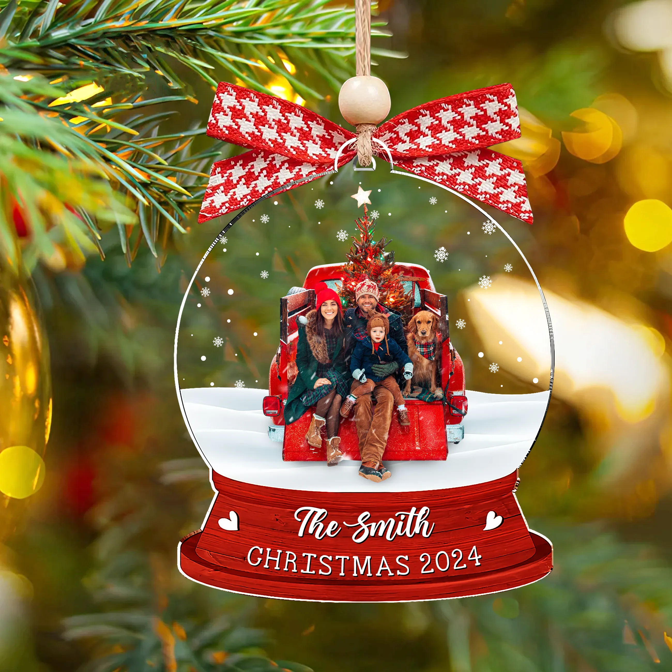 Personalized Family Photo Snow Globe Ornament, Acrylic Photo Ornament CF628