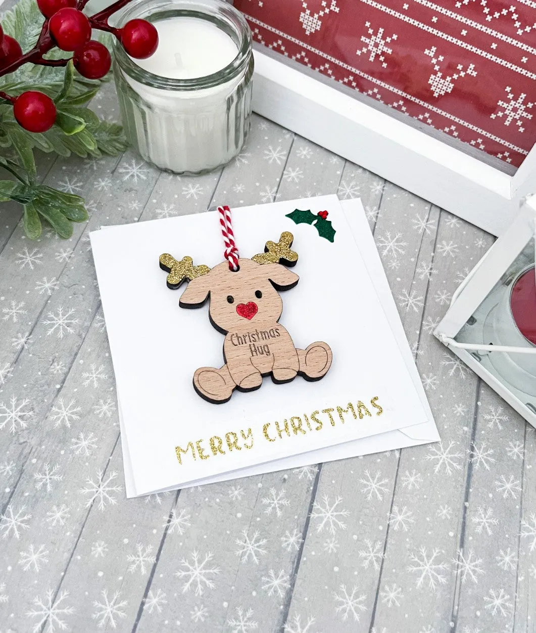 Reindeer Hug Christmas Card