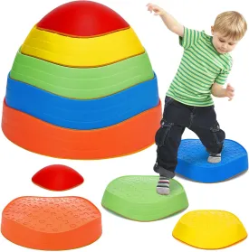 Stepping Stones for Kids, Non-Slip Rubber & Plastic Balance Toddler Stepping Stones for Children's Coordination Skills, Sensory Toys Obstacle Course for Kids Indoor Outdoor Play