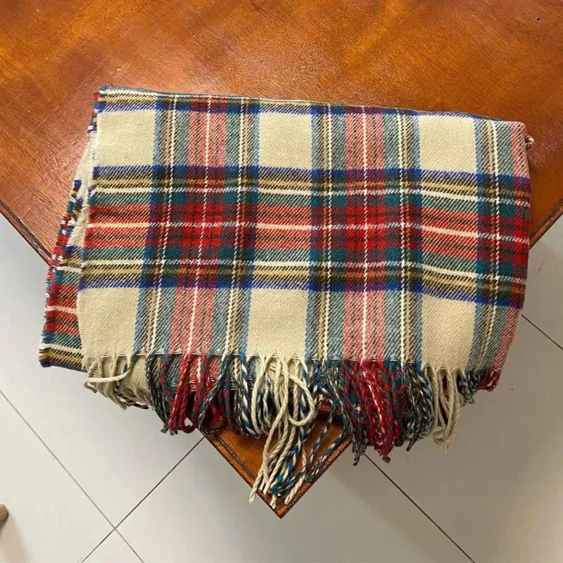 TAVIMART  -  Christmas Red Plaid Scarf Fall Winter Warm Women's Scarfs Vintage Classic Tassels Cashmere Imitation Long Shawl Lady Accessories