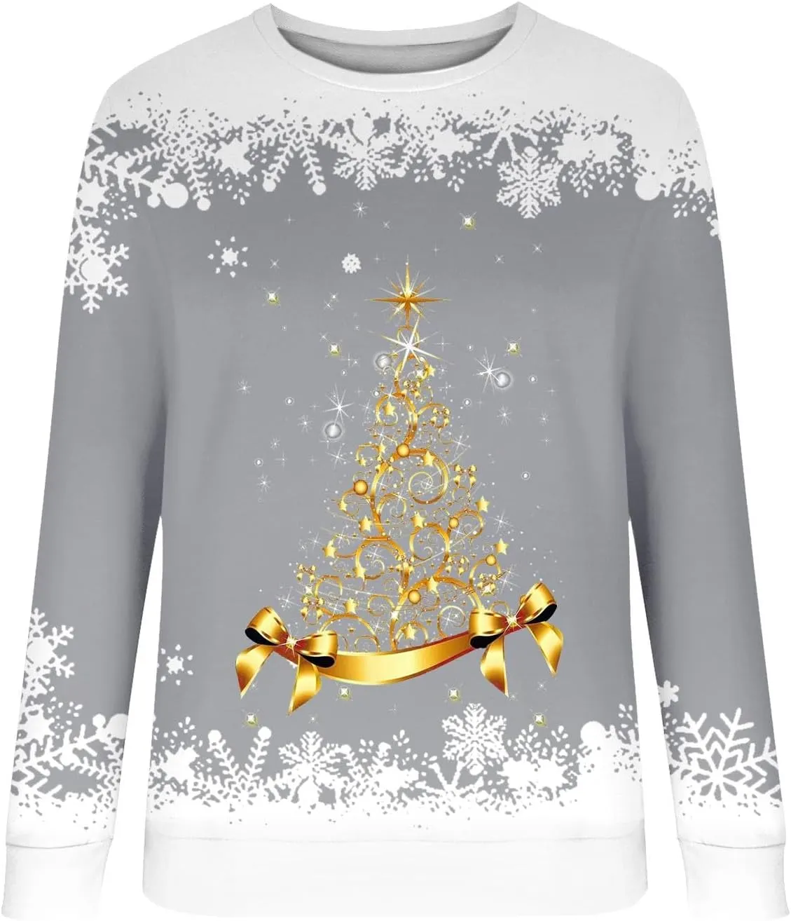 Ugly Christmas Sweater Women Christmas Tree Sweatshirts Long Sleeve Crew Neck Holiday Merry and Br