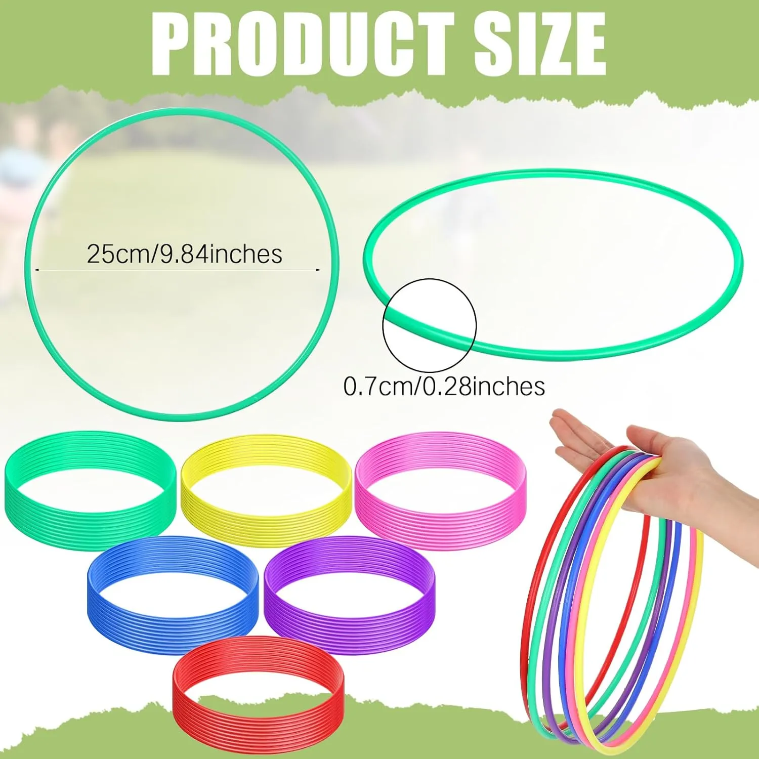Wettarn 60 Pcs Large Plastic Ring Toss Multicolor Throwing Carnival Rings for Kids Speed and Agility Practice Games, Garden Backyard Lawn Outdoor Games (Bright Color,10 Inch)