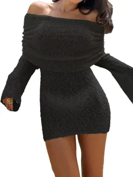 Womens Crochet Knit Swimsuit Coverup Mini Dress Summer 2025 Off Shoulder Sheer Mesh Beach Bathing Suit Cover Up