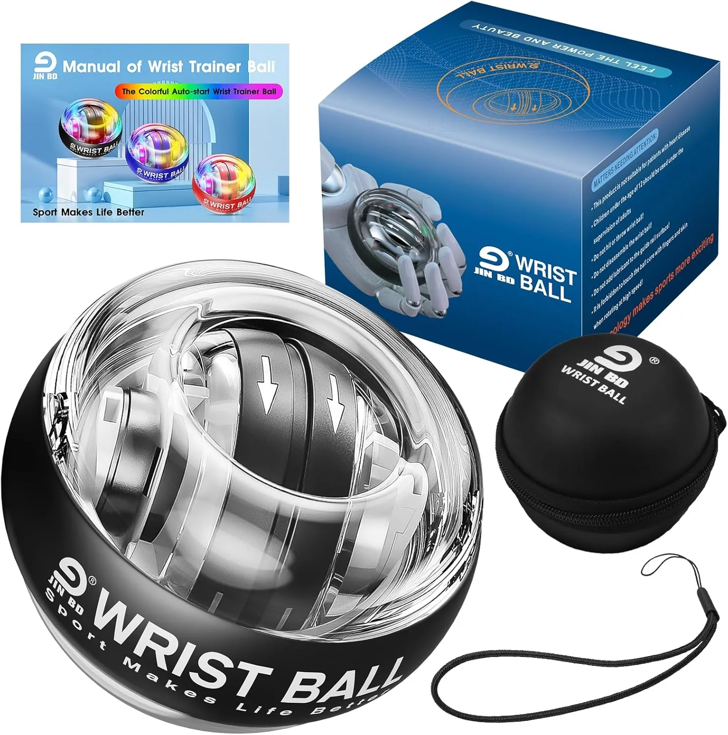 Wrist Trainer Ball Auto-Start Gyroscopic Forearm Exerciser Gyro Ball for Strengthen Arms, Fingers, Bones and Muscles