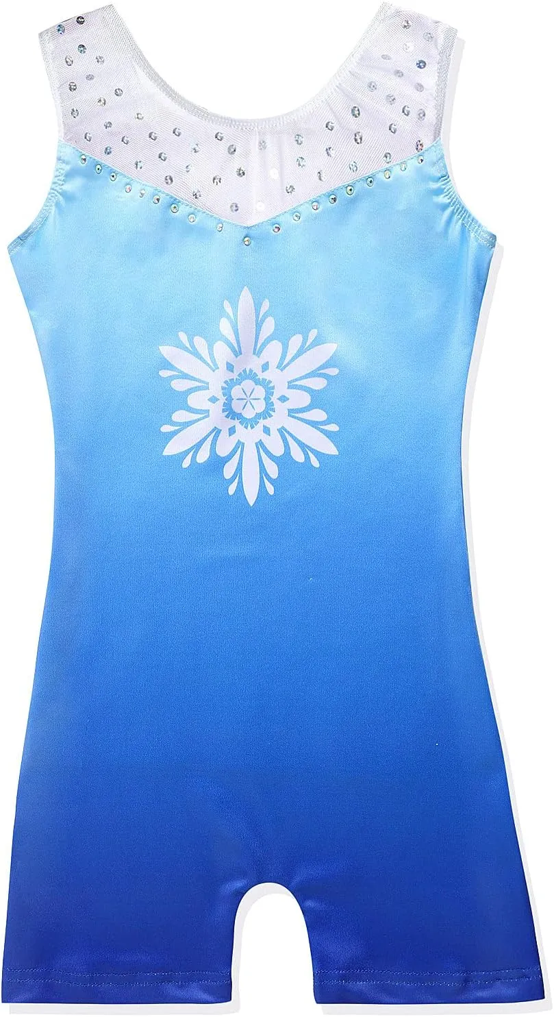 XiaoMoSha Gymnastics Leotards for Girls Toddlers Biketards Dance Unitards Sparkle Snowflake Mermaid Gym Suits